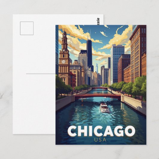 Chicago River Skyline Boat Tour Briefkaart (Voorkant / Achterkant)