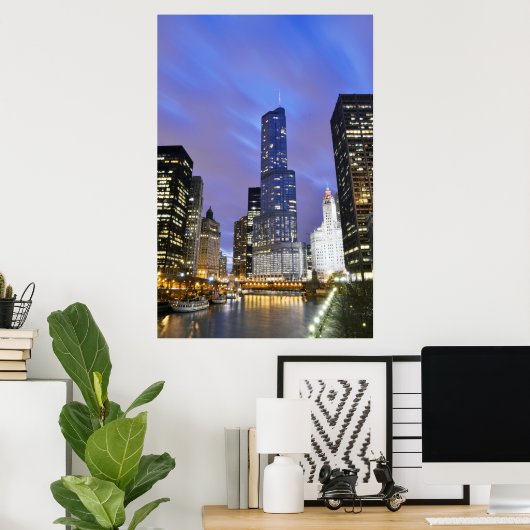 Chicago River Skyline Poster (Thuiskantoor)