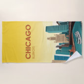 Chicago River Skyline Vintage Travel Strandlaken (Voorkant)