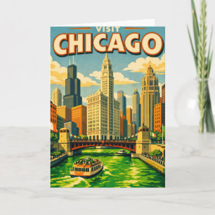 Chicago River St. Patrick's Day ansichtkaart Bedankkaart