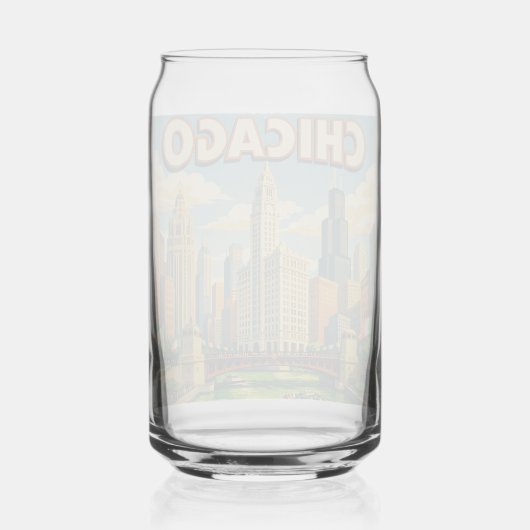 Chicago River St. Patricks Day ansichtkaart Blikvorm Glas (Voorkant)