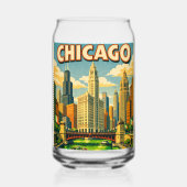 Chicago River St. Patricks Day ansichtkaart Blikvorm Glas (Achterkant)