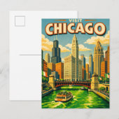 Chicago River St. Patrick's Day ansichtkaart Briefkaart (Voorkant / Achterkant)