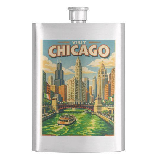 Chicago River St. Patrick's Day ansichtkaart Flacon (Voorkant)