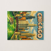 Chicago River St. Patrick's Day ansichtkaart Legpuzzel (Horizontaal)