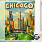 Chicago River St. Patrick's Day ansichtkaart Raamsticker (Huis)