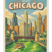 Chicago River St. Patrick's Day ansichtkaart Sticker (Voorkant)
