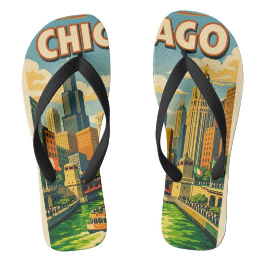 Chicago River St. Patrick's Day ansichtkaart Teenslippers (Voetbed)