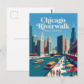 Chicago Riverwalk Illinois Briefkaart (Voorkant / Achterkant)