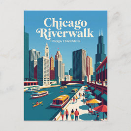Chicago Riverwalk Illinois Briefkaart