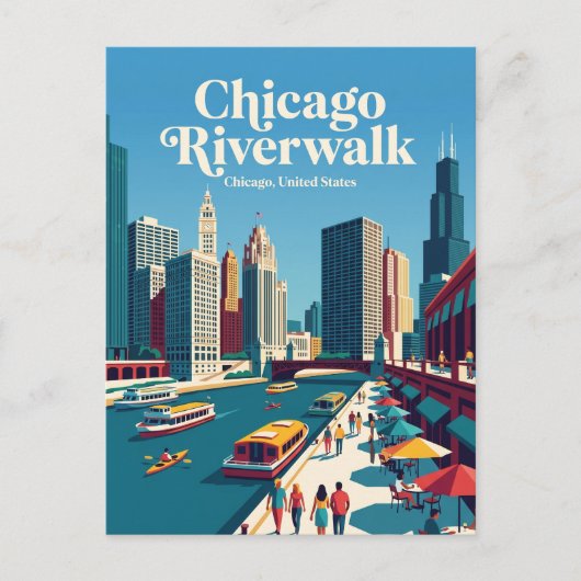Chicago Riverwalk Illinois Briefkaart (Voorkant)