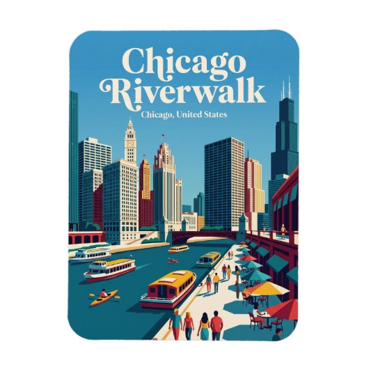 Chicago Riverwalk Illinois Magneet (Verticaal)
