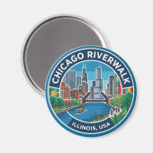 Chicago Riverwalk Illinois Magneet (Voorkant / Achterkant)