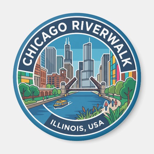 Chicago Riverwalk Illinois Magneet (Voorkant)