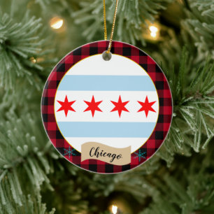 Chicago, Rode buffels en Chicago vlag Keramisch Ornament