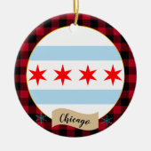 Chicago, Rode buffels en Chicago vlag Keramisch Ornament (Voorkant)