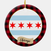 Chicago, Rode buffels en Chicago vlag Keramisch Ornament (Achterkant)