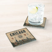 Chicago Route 66 Bar Onderzetter Kunst (Schuin)