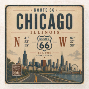 Chicago Route 66 Bar Onderzetter Kunst