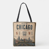 Chicago Route 66 Coördinaten Markt Tote Bag (Achterkant)