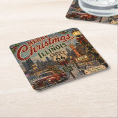 Chicago Route 66 Kersttafelaccent Kartonnen Onderzetters (Schuin)