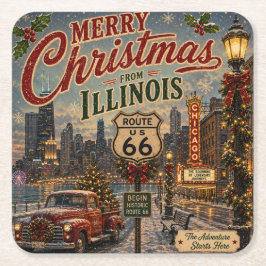 Chicago Route 66 Kersttafelaccent Kartonnen Onderzetters