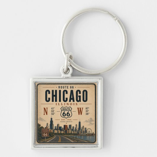 Chicago Route 66 Souvenir Sleutelhanger (Voorkant)