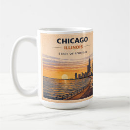 Chicago Route 66 Zonsopgang Silhouet Coffee Vibe Koffiemok