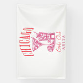 Chicago roze vrijgezellenfeest spandoek (Verticaal)