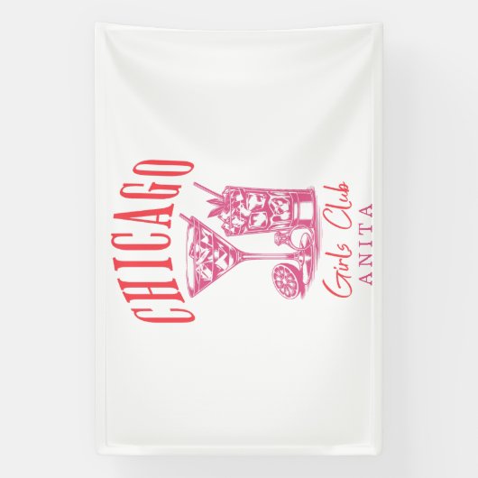 Chicago roze vrijgezellenfeest spandoek (Verticaal)