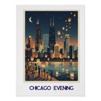 Chicago 's Avond Perfect Poster