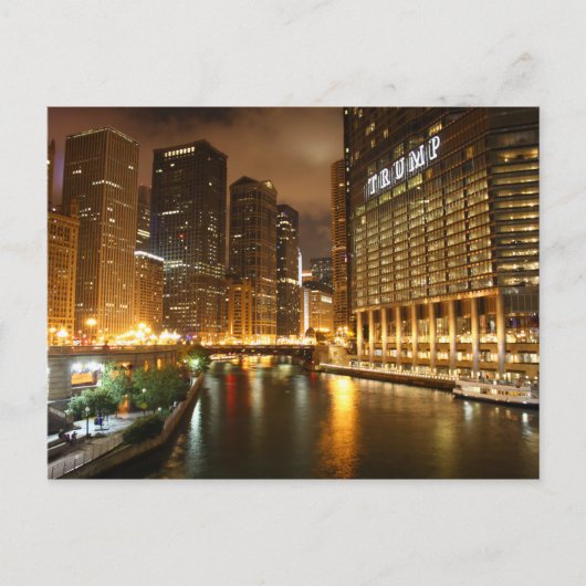 Chicago 's nachts briefkaart (Voorkant)