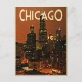 Chicago 's nachts briefkaart (Voorkant)