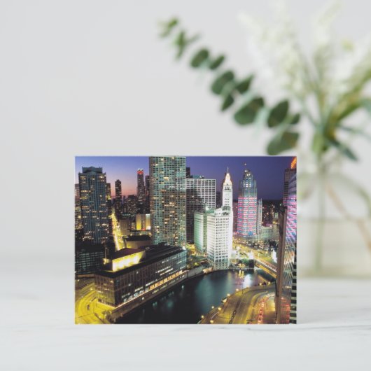 Chicago 's nachts briefkaart (Staand voorkant)