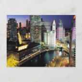 Chicago 's nachts briefkaart (Voorkant)