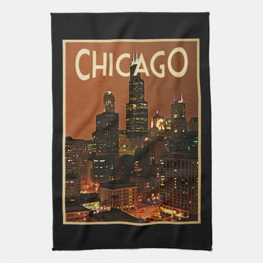 Chicago 's nachts theedoek (Verticaal)