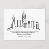 Chicago Save the Date City Skyline Aankondigingskaart (Voorkant)