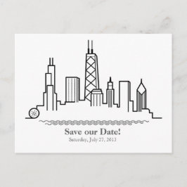 Chicago Save the Date City Skyline Aankondigingskaart
