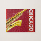 Chicago Saxofoon reisposter print Legpuzzel (Horizontaal)