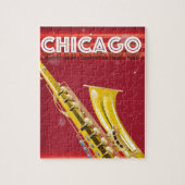 Chicago Saxofoon reisposter print Legpuzzel (Verticaal)