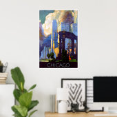 Chicago Schilderij Vintage Reisposter Illinois Poster (Thuiskantoor)