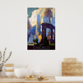 Chicago Schilderij Vintage Reisposter Illinois Poster (Keuken)