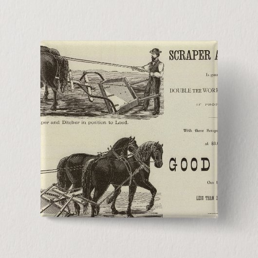 Chicago Scraper en Ditcher Vierkante Button 5,1 Cm (Voorkant)