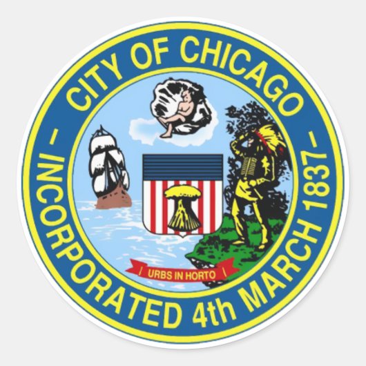 Chicago Seal Ronde Sticker (Voorkant)