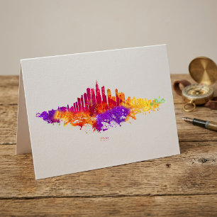 Chicago Silhouet Aquarel Kunst op Witte Achtergron Bedankkaart