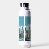 Chicago Silhouet Blauw Waterfles (Links)