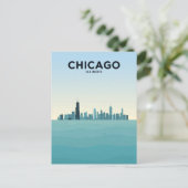 Chicago Silhouet boven Lake Michigan Briefkaart (Staand voorkant)