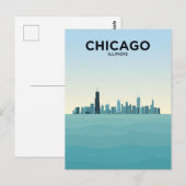 Chicago Silhouet boven Lake Michigan Briefkaart (Voorkant / Achterkant)