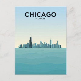 Chicago Silhouet boven Lake Michigan Briefkaart