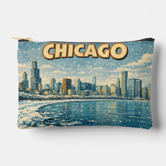Chicago silhouet en Lake Michigan in de winter  Etui (Voorkant)